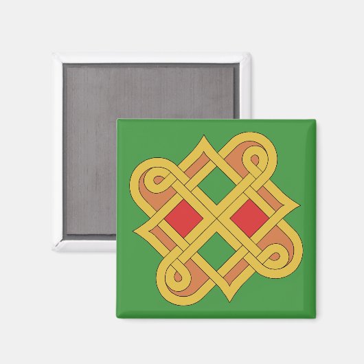 Durrow Knüpfarbeit 2016 Rot und Grün Magnet (Vorderseite/Rückseite)