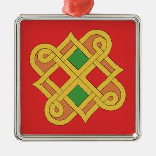 Durrow Knüpfarbeit 2016 Rot und Grün Ornament Aus Metall