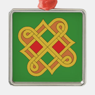 Durrow Knüpfarbeit 2016 Rot und Grün Ornament Aus Metall