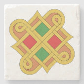 Durrow Knüpfarbeit 2016 Rot und Grün Steinuntersetzer (Vorderseite)