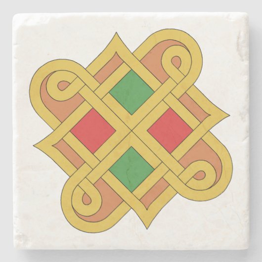 Durrow Knüpfarbeit 2016 Rot und Grün Steinuntersetzer (Vorderseite)