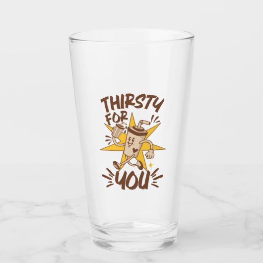 Durstig Nach Dir Lustiger Romantischer Retro-Witz Glas (Vorderseite)