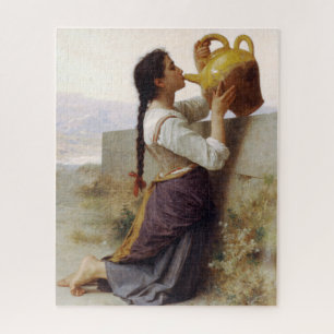 Durstiges Mädchen trinkt aus einem Krug (ländliche Puzzle