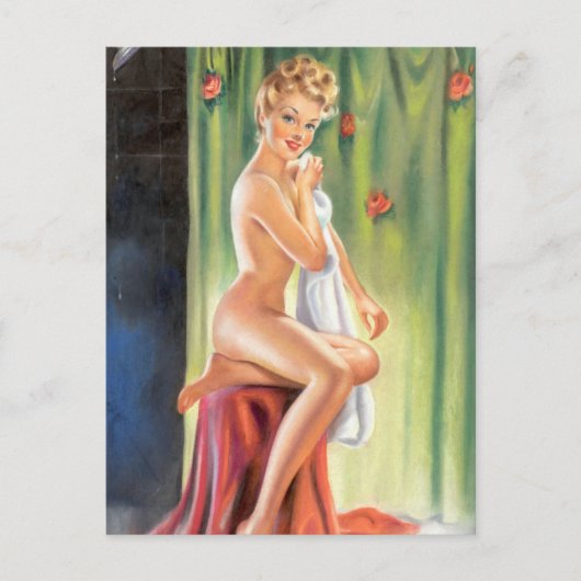 Dusch-Pin-Up Postkarte (Vorderseite)