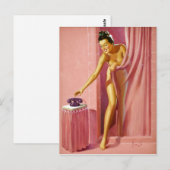 Dusch-Pin-Up Postkarte (Vorne/Hinten)
