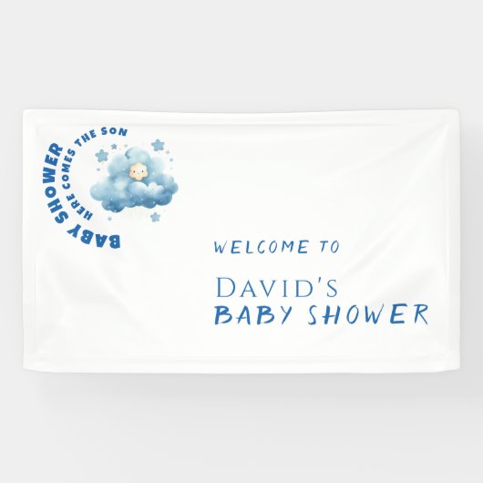 Duschbäder in Aquarellblau mit minimalistischer Ba Banner (Horizontal)