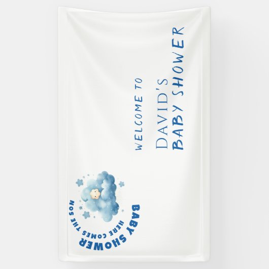 Duschbäder in Aquarellblau mit minimalistischer Ba Banner (Vertikal)