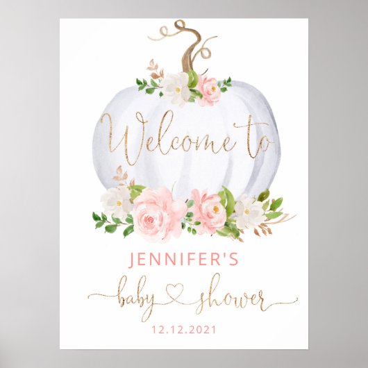 Duschbrause Goldfall Kürbis Babydusche willkommen Poster (Vorne)