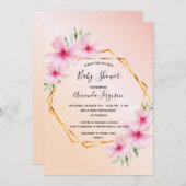 Duschbrause Rosa Blütengold geometrisch Einladung (Vorne/Hinten)