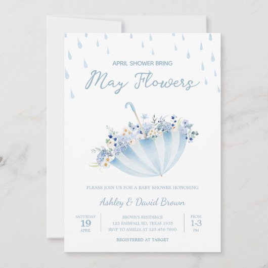 Dusche April bringen Mai Blume Babydusche Einladung (Vorderseite)