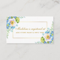 Dusche Aquarell Blue Floral Gold Registrierung Bei