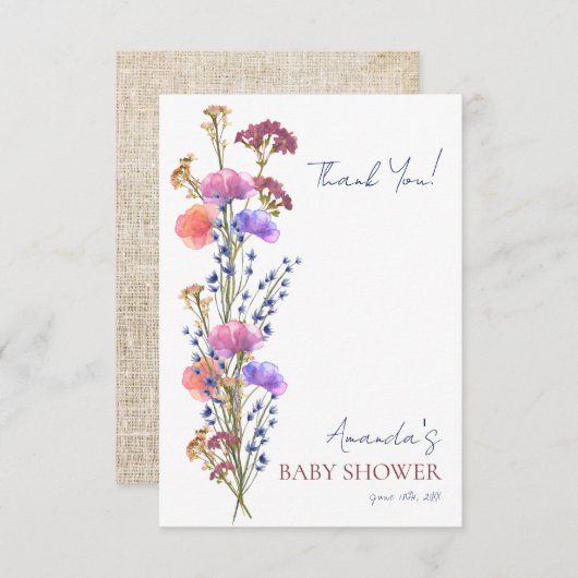 Dusche aus schwarzem Akryllisch-Bouquet Dankeskarte (Vorne/Hinten)