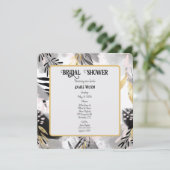 Dusche aus schwarzem, grauem und goldgelbem Leafy Einladung (Stehend Vorderseite)