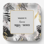 Dusche aus schwarzem, grauem und goldgelbem Leafy Pappteller (Vorderseite)