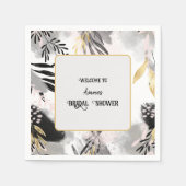 Dusche aus schwarzem, grauem und goldgelbem Leafy Serviette (Vorderseite)