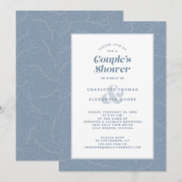 Dusche Couple Wedding Dusty Blue Modern Lässig Einladung