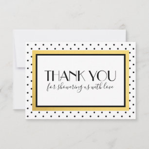 Dusche Danke Note Card, Schwarz-weiß Gold
