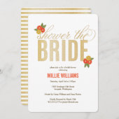 Dusche der Braut Glitzer & Blumen Dusche Einladung (Vorne/Hinten)