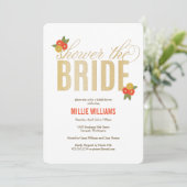 Dusche der Braut Glitzer & Blumen Dusche Einladung (Stehend Vorderseite)