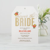 Dusche der Braut Glitzer & Blumen Dusche Einladung (Stehend Vorderseite)