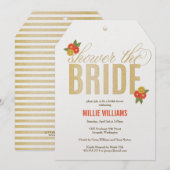 Dusche der Braut Glitzer & Blumen Dusche Einladung (Vorne/Hinten)