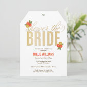 Dusche der Braut Glitzer & Blumen Dusche Einladung (Stehend Vorderseite)