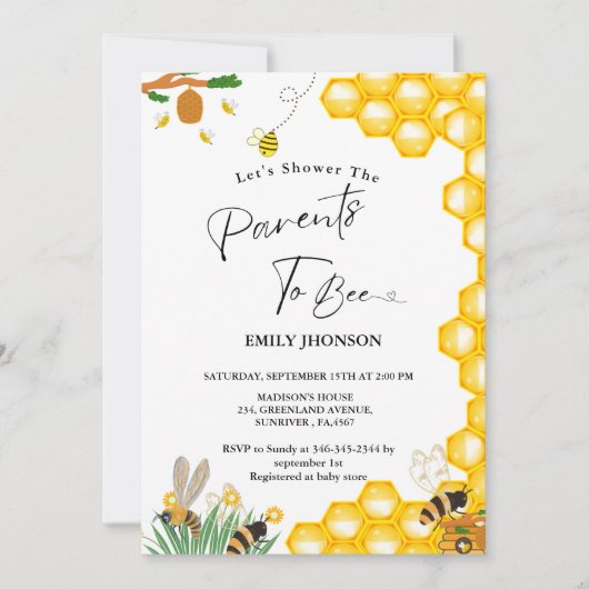 Dusche der Eltern, um ein Baby-Dusche zu bekommen Einladung (Vorderseite)