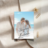 Dusche der Lovebirds Paare Dusche Beach Foto Einladung