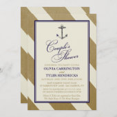 Dusche der Navy & Gold Couple Einladung (Vorne/Hinten)