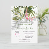 Dusche des Beach Tropical Floral Shadows Couple Einladung (Stehend Vorderseite)