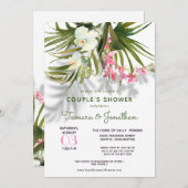 Dusche des Beach Tropical Floral Shadows Couple Einladung (Vorne/Hinten)