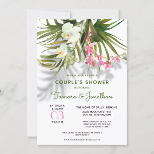 Dusche des Beach Tropical Floral Shadows Couple Einladung
