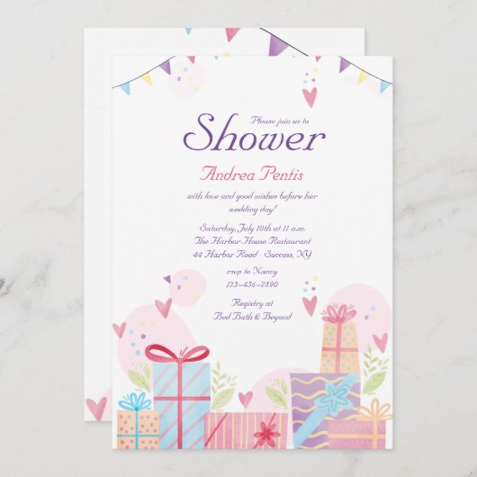 Dusche des Brautparty Liebe Einladung (Vorne/Hinten)