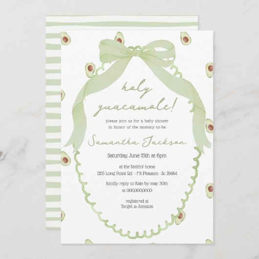 Dusche des neutralen Bow Babys von Heiligen Guacam Einladung (Vorne/Hinten)