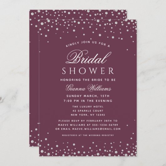 Dusche Diamonds Modernes Luxus Brautparty Einladung (Vorne/Hinten)