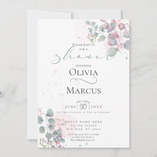 DUSCHE | Eukalyptus Foliage Einladung (Vorderseite)