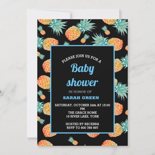Dusche für Ananas Einladung (Vorderseite)