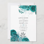 Dusche für aquamarine und Silberpaare Einladung (Vorderseite)