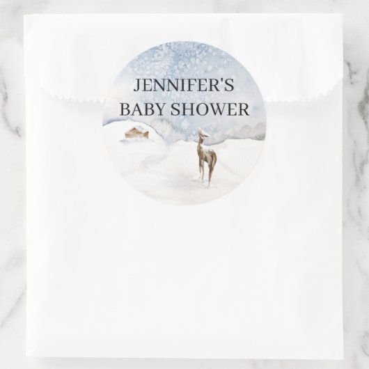 Dusche für Babys in Aquarellfarbe Runder Aufkleber (Tasche)