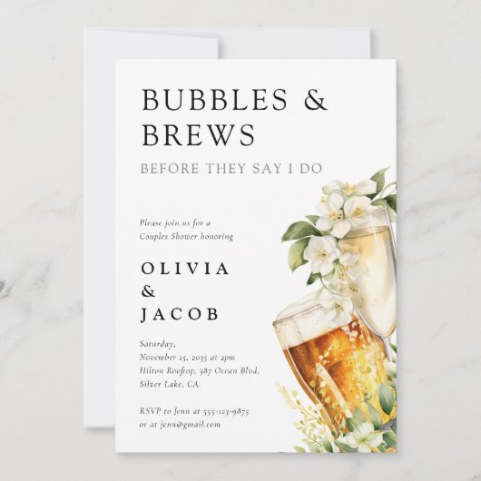 Dusche für Blasen und Brause Einladung (Vorderseite)