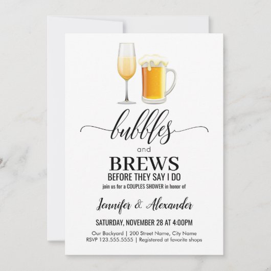 Dusche für Blasen und Brause Einladung (Vorderseite)