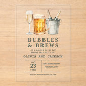 Dusche für Bubbles & Brews Paare Acryleinladungen (Vorderseite)