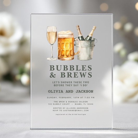 Dusche für Bubbles & Brews Paare Acryleinladungen