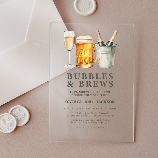 Dusche für Bubbles & Brews Paare Acryleinladungen