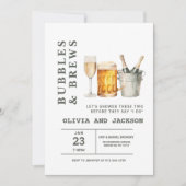 Dusche für Bubbles & Brews Paare Einladung (Vorderseite)