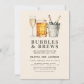 Dusche für Bubbles & Brews Paare Einladung (Vorderseite)
