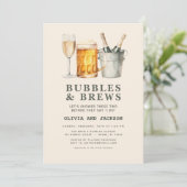 Dusche für Bubbles & Brews Paare Einladung (Stehend Vorderseite)
