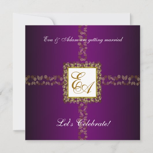 Dusche für Hochzeitspaare Einladung Lila Goldleaf (Vorderseite)