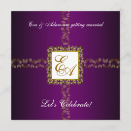 Dusche für Hochzeitspaare Einladung Lila Goldleaf