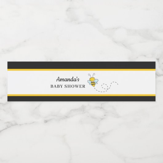 Dusche für Hummeln und Gold Baby Wasserflaschenetikett (Einzelnes Label)